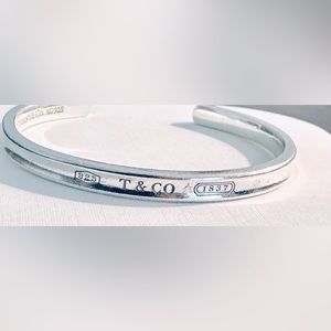 Authentic Tiffany & Co 925 Silver 1837 Bangle Cuff Bracelet